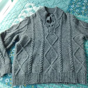 Brooks Brothers Boys Gray Cable Knit Wool Sweater